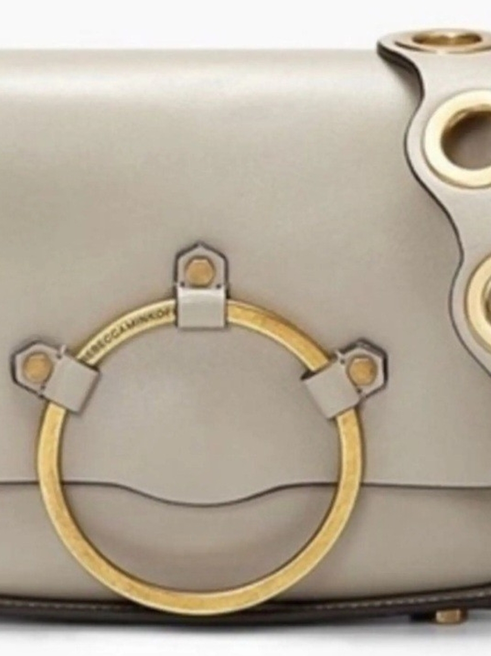 Rebecca Minkoff O Ring Neutral Leather Shoulder Bag with Gold Ring Detail
